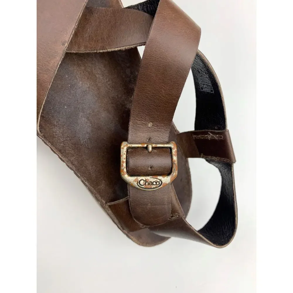 Chaco Wayfarer Sandals Otter Brown Leather Strappy Women's 7 Casual Vacation